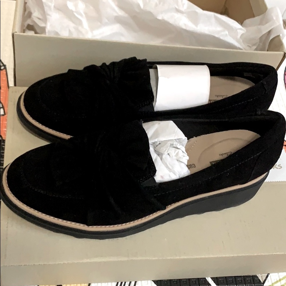 Black Suede Slip-on Clarks